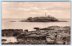 ST. IVES BAY, Cornwall United Kingdom ~ GODREVY LIGHTHOUSE c1910s  Postcard