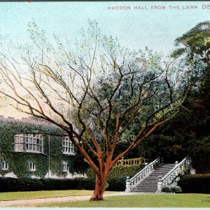 c1910s Derbyshire England Haddon Hall Ivy Manor House Garden Stairs Lawn Kromo