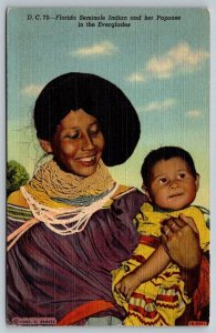 Native American Postcard - Seminole Indian And Her Pappoose - Florida
