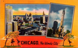 Illinois Chicago The Windy City Skyline and Water Tower 1951