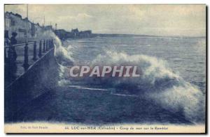 Old Postcard Luc Sur Mer Blow Sea Embankment