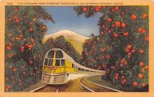 Streamliner California Orange Grove Railroad, Train Postcard