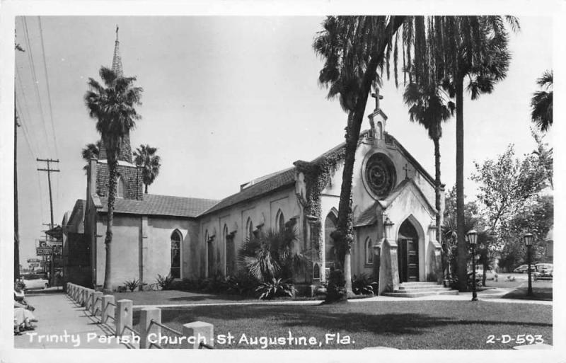 St Augustine Florida birds eye view Trinity Parish Church real photo pc Z19712