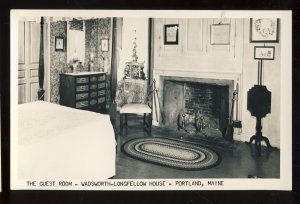 Portland, Maine/ME Postcard, Guest Room, Longfellow's Home, Historical Society