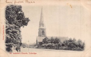 UXBRIDGE MIDDLESEX ENGLAND~ST ANDREWS CHURCH~1903 VAUGHAN SERIES PHOTO POSTCARD