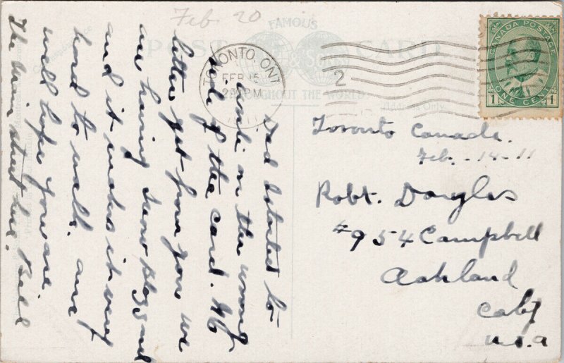 Toronto Ontario Yonge Street looking North People Carriages c1911 Postcard E91 