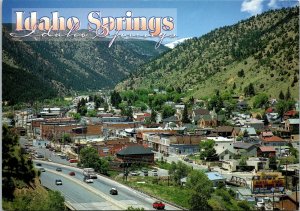 VINTAGE CONTINENTAL SIZE POSTCARD AERIAL VIEW OF IDAHO SPRINGS