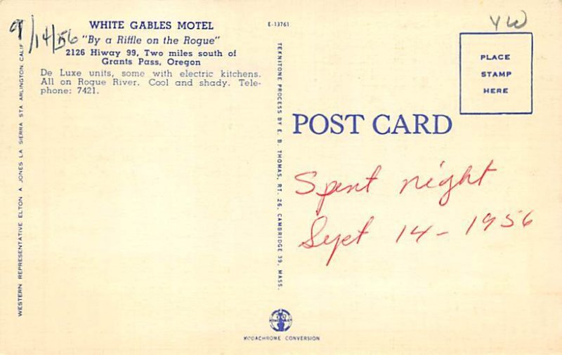 White Gables Motel Grants Pass, Oregon OR Postcard