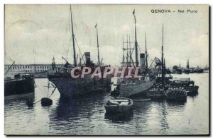 Postcard Old Nel Porto Genova Boat