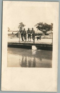 MEXICAN BORDER RIO GRANDE AMERICAN ARMY CAMP ANTIQUE REAL PHOTO POSTCARD RPPC