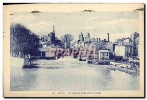 Old Postcard Metz Bridge View taken Saint Georges