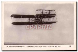 Old Postcard Jet Aviation Lefebvre on biplane Wright Ariel Reims August 25, 1909