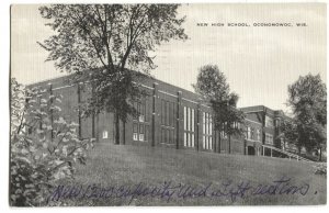 Postcard New High School Oconomowoc WI 1941