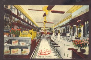 PHOENIX ARIZONA DONOFRIO'S CANDY STORE INTERIOR VINTAGE ADVERTISING POSTCARD