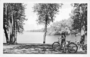 Sauk Centre Minnesota~Sauk Lake from City Park-old bicycle-Real Photo POSTCARD