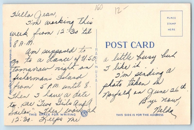 Norfolk Virginia VA Postcard New Greyhound Bus Terminal Restaurant Building 1940