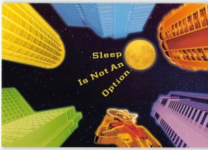 Sleep is Not An Option LAS VEGAS Nevada Night Neon Cowboy c1990s 4x6 Postcard