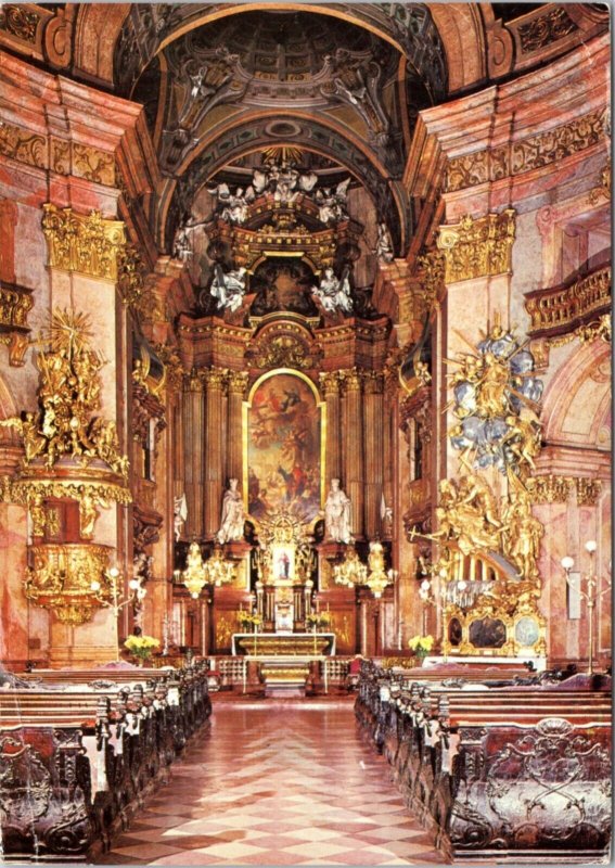 Postcard Austria Vienna  -St. Peter's Catholic Chuch - pulpit and altar