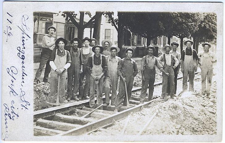 York PA Railroad Workers Pick Axes Real Photo RPPC Vintage Postcard