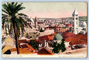 Israel Postcard Tower Building High View of Jerusalem c1910 Antique Posted