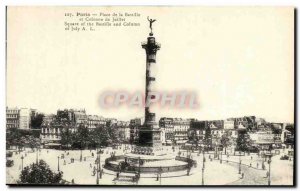 Old Postcard Paris Place de la Bastille and the July Column