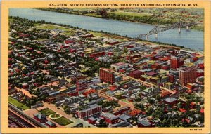 West Virginia Huntington Aerial View Of Business Section Curteich