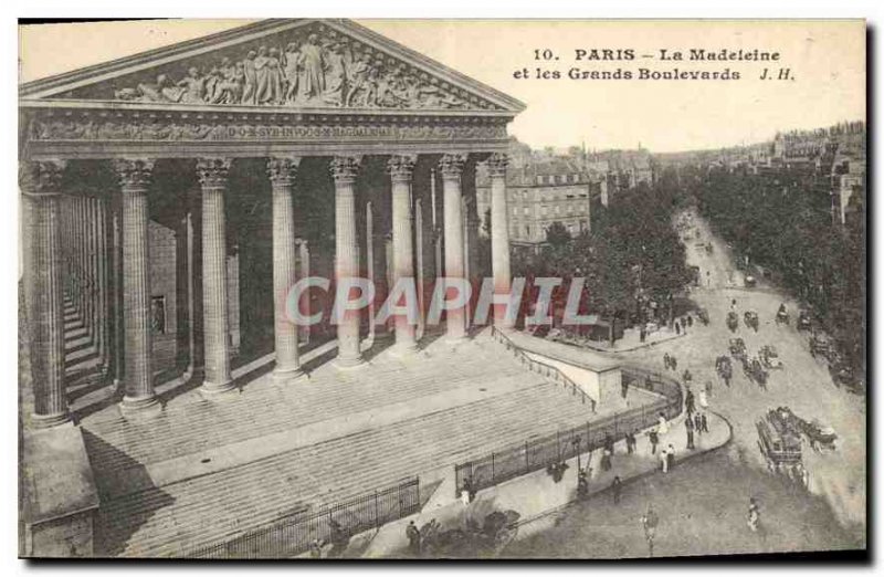 Old Postcard Paris Madeleine and the Grands Boulevards