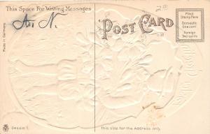 F30/ Easter Postcard Holiday Greetings c1910 Egg Border Boy Flowers 5