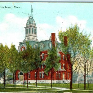 1911 Rochester, Minn Central School Building Litho Photo Postcard H.S. Adams A35