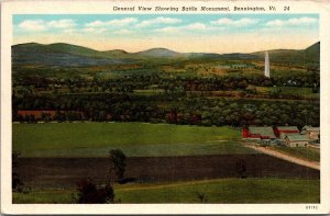 General View Showing Battle Monument, Bennington VT Vintage Postcard O55