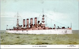 Postcard Nautical Ship Navy - U.S.S. Colorado 1908