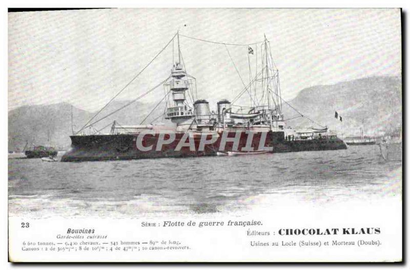 Postcard Old War Ship Bovines Cotes Guard Breastplate
