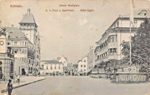 KUFSTEIN AUSTRIA~STADTPLATZ~K k POST u SPARKASSE-HOTEL EGGER-AUT GARAGE POSTCARD