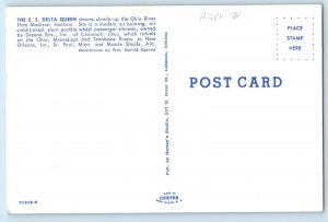 c1960 Madison Indiana Postcard Steamer Ship Delta Queen Ohio River Stern Paddle