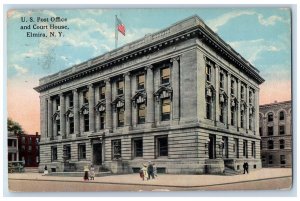 1917 US Post Office Court House Exterior Building Road Elmira New York Postcard