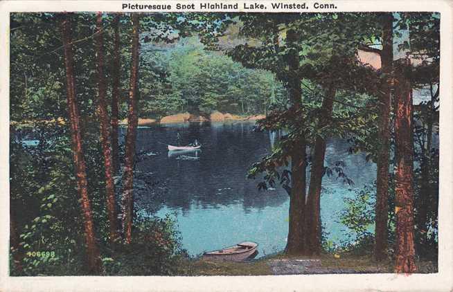 Picturesque Spot in Highland Lake - Winsted CT, Connecticut - pm 1935 - WB