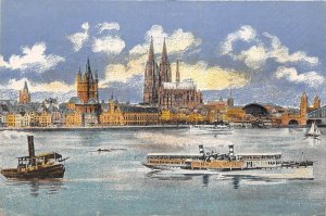 Lot 56 coln cologne germany painting postcard ship koln