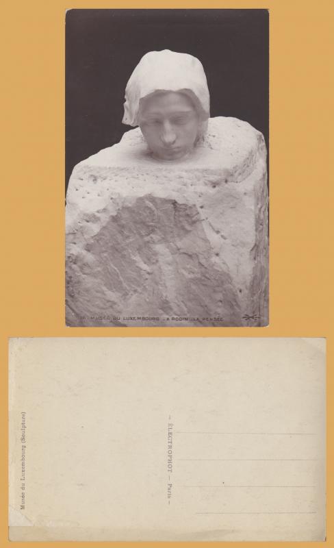 RPPC - Luxemburg Museum, Rodin Statue  - a Pensee