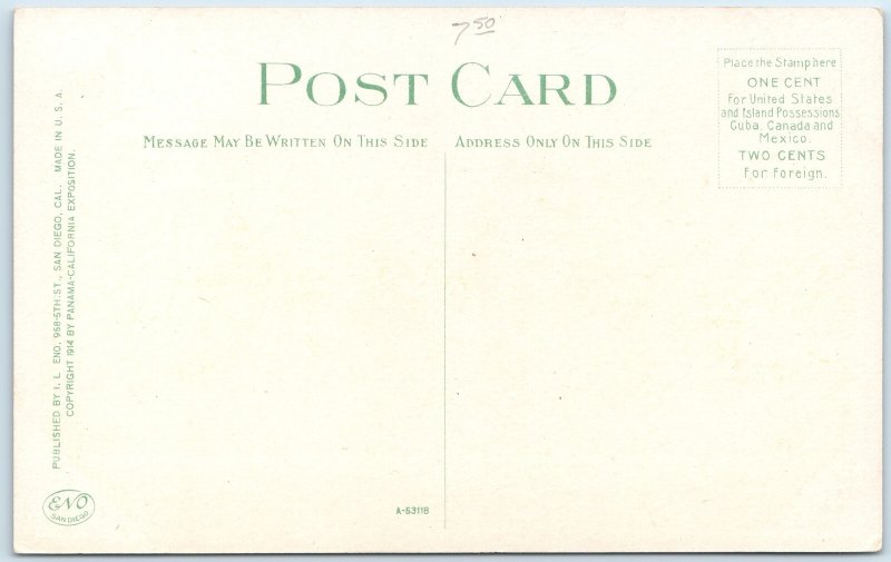 c1910s San Diego, CA Panama-California Exposition Postcard Reflection Lagoon A87