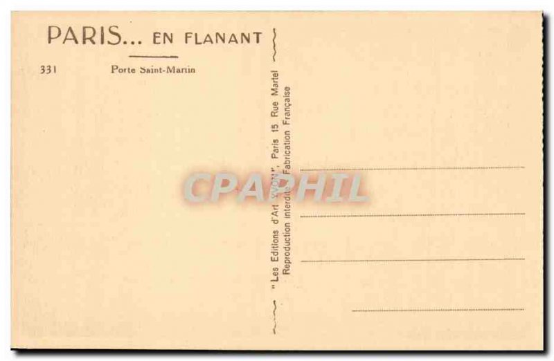 Paris - 10 - Porte Saint-Martin Old Postcard