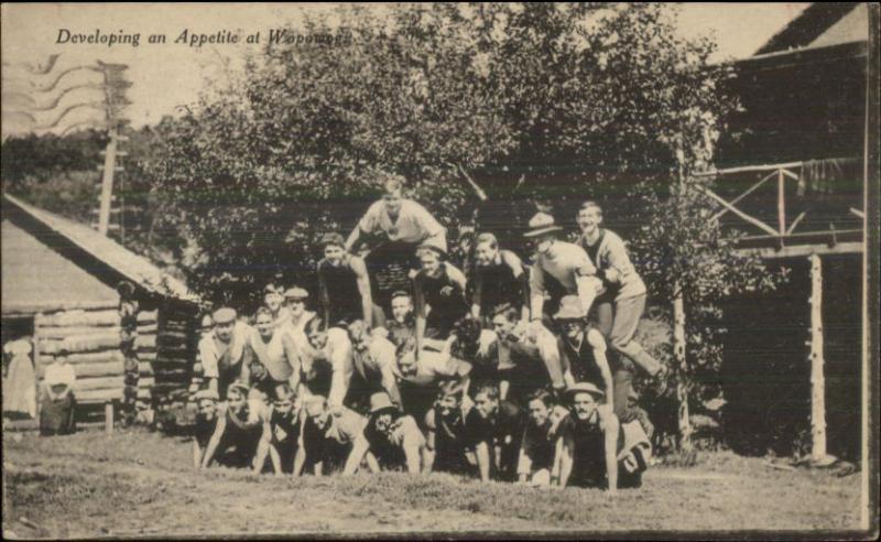 East Hampton CT Campers Make Pyramid Camp Wopowog 1919 Postcard