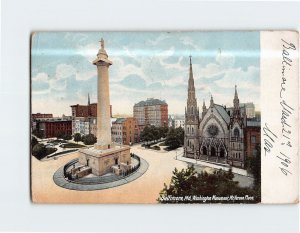 Postcard Washington Monument Mt. Vernon Place Baltimore Maryland USA