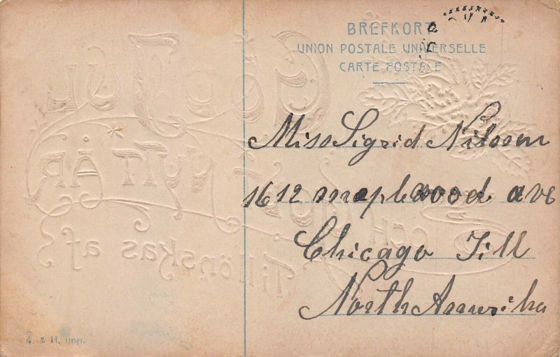 GOD JUL-OG GODT NYTTÅR--TILLONSKAS AF~1908 POSTCARD 