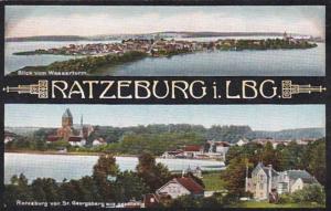 Germany Ratzeburg Blick vom Wasserturm & von St Georgesberg aus gesehen
