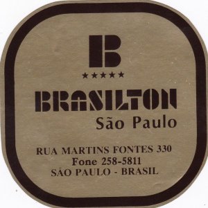 Brasil Sao Paulo Hotel Brasilton Vintage Luggage Label sk3214