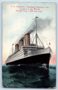 Postcard Steamship Imperator Hamburg American Line On A Trip c1920's Antique