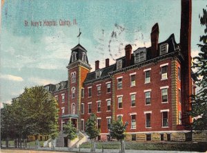 c.'08, Early Chromo-litho Color, St Mary's Hospital, Msg,Quincy,IL,Old Post Card