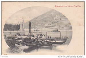 MAUSETURM, Germany, 1900-1910s; Mauseturm Und Ruine Ehrenfels, Boats