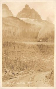 RPPC CATHEDRAL MOUNTAIN Canadian Pacific Railway Train c1920s Vintage Postcard