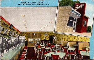 Linen Postcard Shorty's Restaurant in Milwaukee, Wisconsin~136566